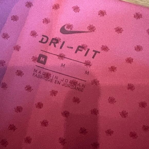 Nike Dri-Fit Women's Leggings Medium Pink Polka Dot Stretch Athletic Yoga Pants - Picture 6 of 8